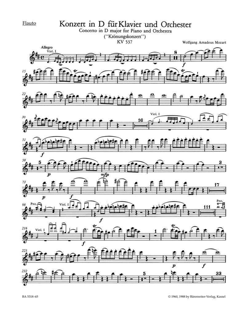 Concerto For Piano And Orchestra 26 KV537